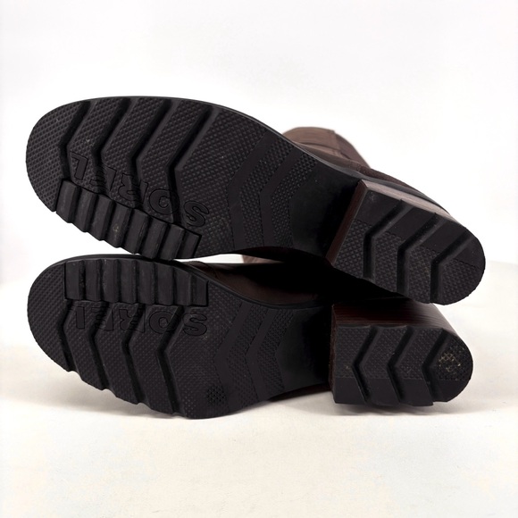SOREL | Cate Tall Leather Block Heel Boots in Blackened Brown | 8.5 - Picture 11 of 14
